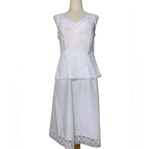 Vintage Wonder Maid White Lace Camisole and Slip set Size M